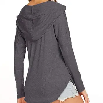 

Women Autumn Fashion Hoodies Sweatshirts Concise Casual All-match Solid Color Loose Long Sleeve V-neck Hoodie