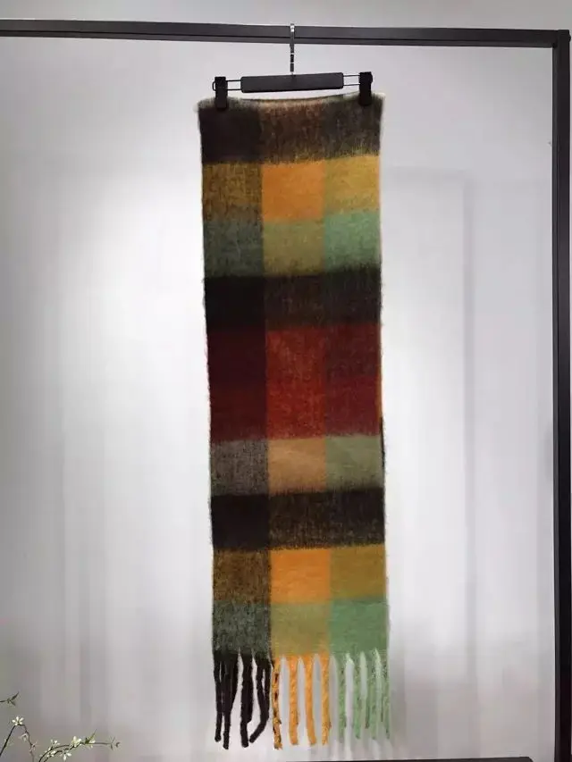 Женские шерстяные шарфы, Осень-зима, клетчатый шарф, женские широкие решетки, длинная шаль, одеяло, теплый палантин(этикетка в посылка