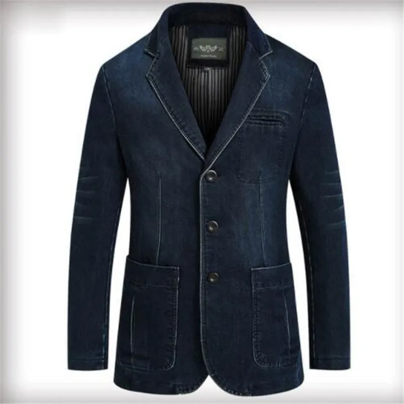 L-3XL, джинсовая куртка, Мужской Блейзер, хлопковые костюмы для мужчин, ковбойский Блейзер, джинсовая куртка, Мужская куртка, брендовая одежда, повседневная куртка, костюм