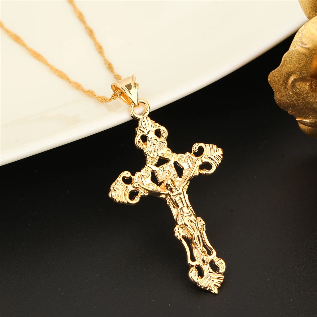 The 24K Gold Color Jesus Cross Pendant 