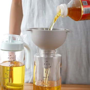 4 In 1 Kitchen Funnel Kit Oil Funnel Strainer Oil Water Spices Wine Flask Filter Funnel Plastic Kitchen Accessories