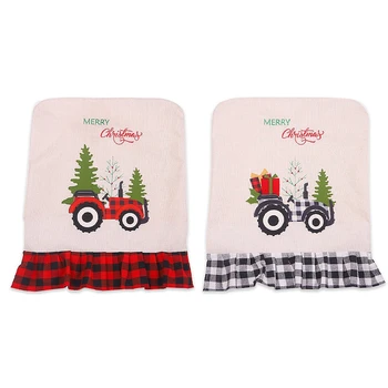 

2 Pcs Christmas Chair Cover, Tractor Pattern Dinner Chair Cap Chair Covers, for Christmas Decor