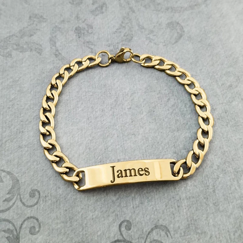 

Engraved Name Stainless Steel Personality Simple Bangle Custom Gift for Men and Women Lovers Lettering Smooth Curved Bracelet