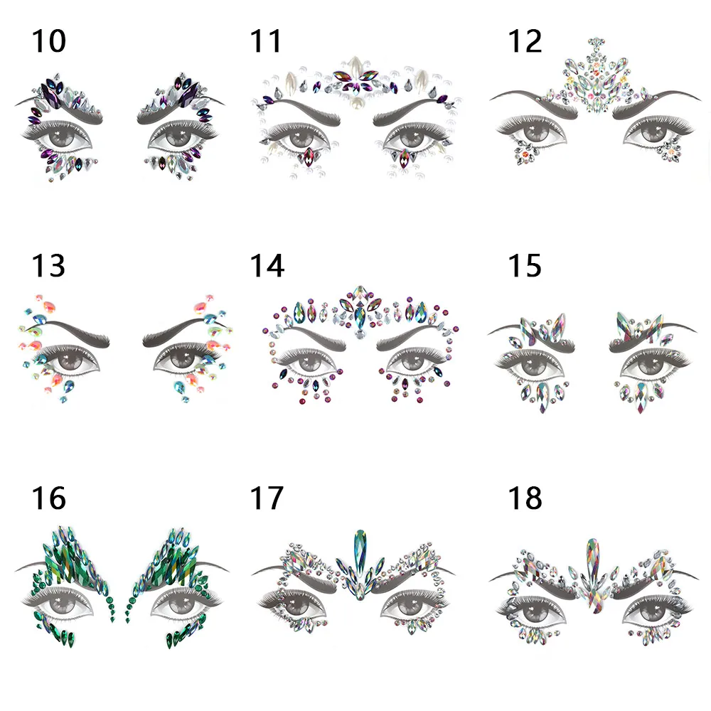 Женская мода 3D Кристалл Блеск Драгоценности тату стикер лицо тело драгоценные камни Цыганский фестиваль украшение вечерние макияж красота стикер s