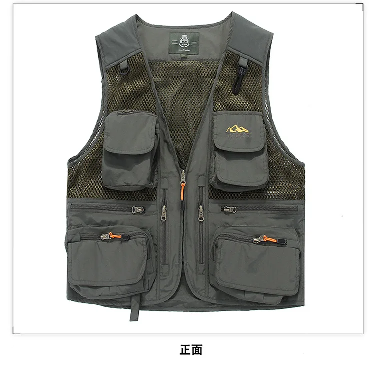 New Style Waistcoat Mesh Outdoor Multi-pockets Fishing Photography MEN'S Waistcoat Reporter Waistcoat