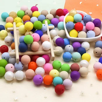 

Cute-Idea 9mm 1000pcs silicone beads loose round teether necklace bracelet chain chewable teething DIY eco-friendly pacifier toy