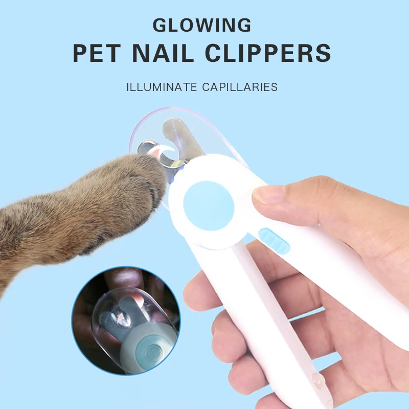 Mascotas cortaúñas tijeras de mascota perro gato uñas dedo del pie garra tijeras y cortaúñas luz LED uñas recortador para perros herramienta suministros