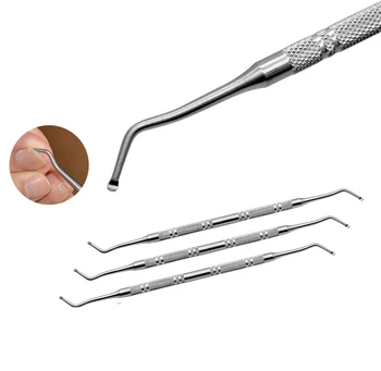 

Hot 2PC Professional Nail Cleaning Double Sided Head Ingrown Toe Foot Nail Care Nail Hook Pedicure Tool
