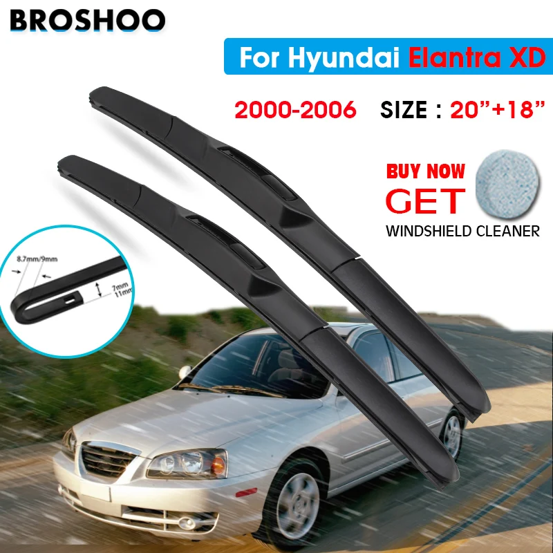 

Car Wiper Blade For Hyundai Elantra XD 20"+18" 2000-2006 Auto Windscreen Windshield Wipers Blades Window Wash Fit U Hook Arms