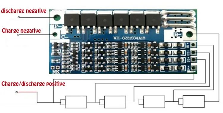 4S 16A 14 8 V 16 li Ion BMS PCM Защита аккумулятора bms pcm с балансировкой для литиевой батареи