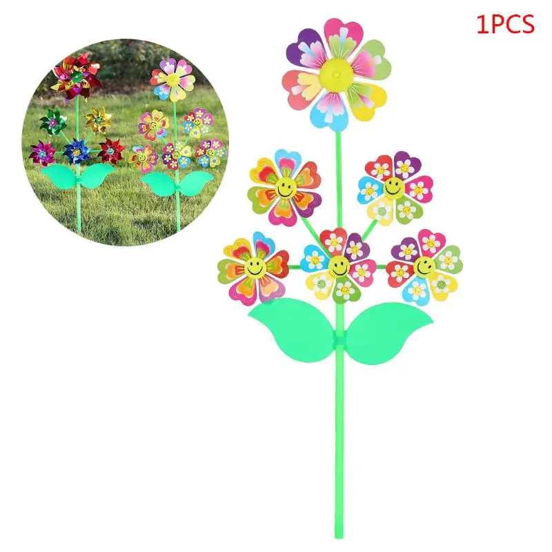 Windmill Toys 6 Wheel Cartoon Windmill Toys Whirligig Wind Spinner Pinwheel Yard Garden Decor K1MF