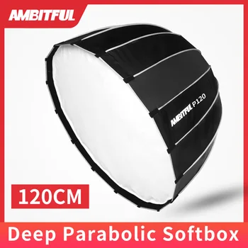 

AMBITFUL P120 Portable 120CM 16 Metal Rods Deep Parabolic Softbox Bowens Mount Studio Flash Speedlite Reflector Studio Softbox