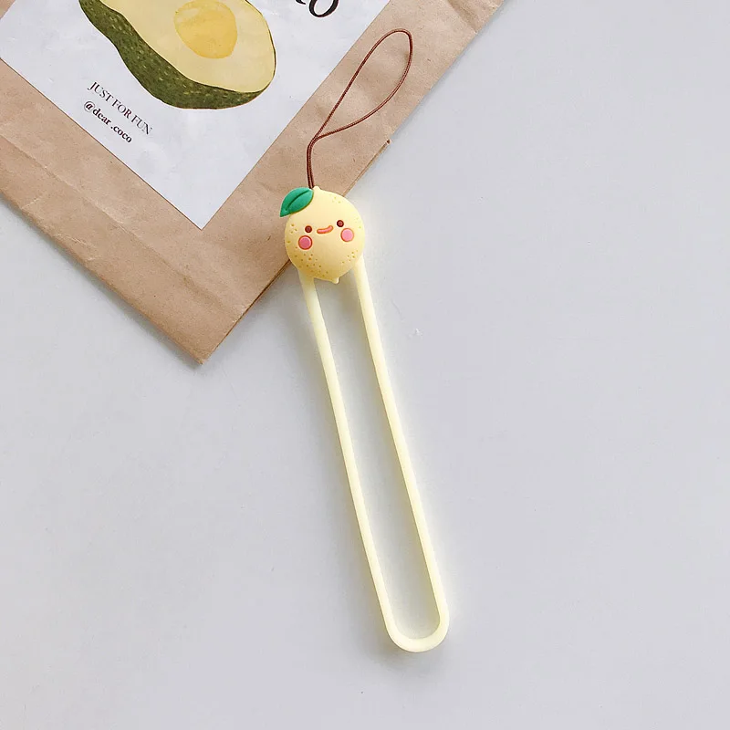 Cute Fruit Mobile Phone Straps Rope Cartoon Strap Neck Lanyards Charm Hand Strap For Phone Case Long Rope Lariat For Name Card - Цвет: Lemon ( Short )