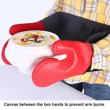 Горячая 2 в 1 теплоизоляция Противоскользящий без запахов силиконовый для микроволновой печи утолщенные перчатки прочные кухонные принадлежности