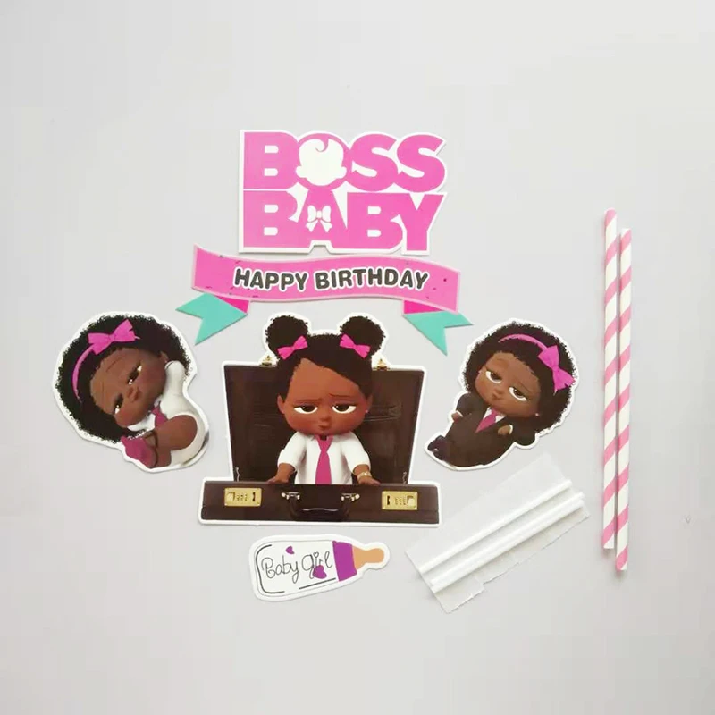 Boss baby girl тематическая вечеринка на день рождения бумажные флажки для торта 8 шт. набор картонных кексов для торта Детские вечерние принадлежности для торта