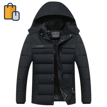 

New Winter jacket men's casual inner velvet thick detachable cap parka coat men's brand windproof warm sportswear men