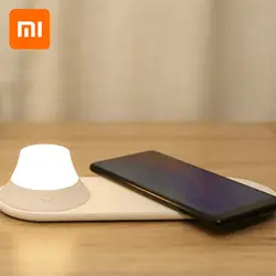 Оригинальное Беспроводное зарядное устройство Xiaomi Yeelight светодиодный ночник магнитное притяжение Быстрая зарядка для iPhone samsung huawei Xiaomi