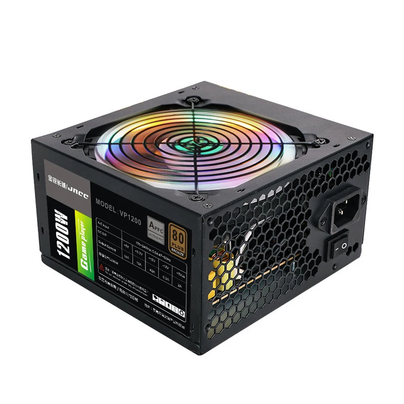 1200 Вт Активный источник питания PFC 120 мм светодиодный вентилятор 12 В ATX 8PIN + 2x6PIN SATA