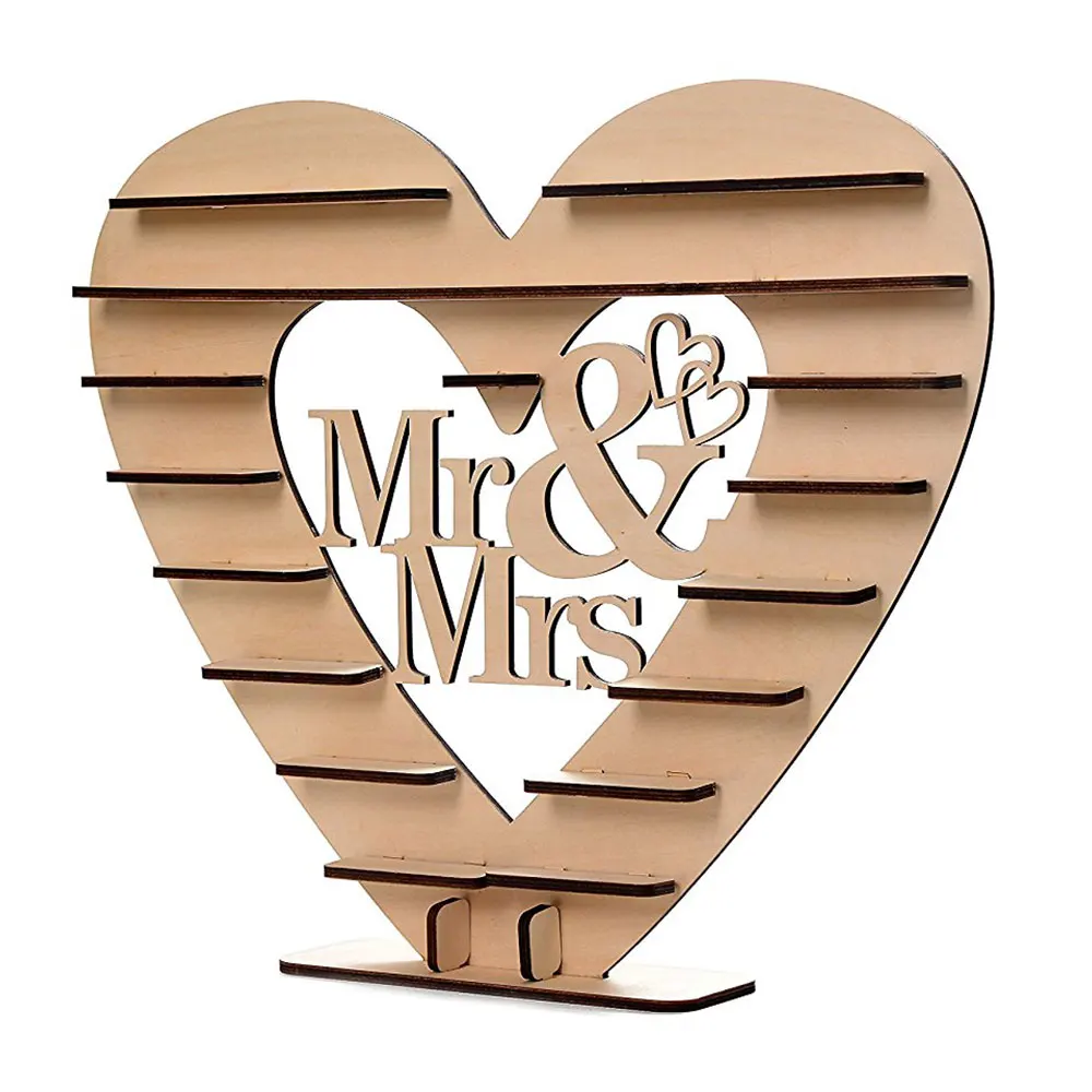 

Ferrero Rocher Mr & Mrs Showing Stand Display Stand Wooden Heart-Shaped Chocolate Candy Banquet Beautiful Party Birthday