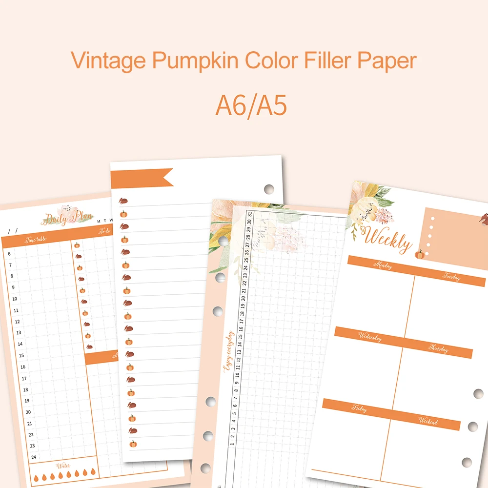 Fromthenon винтажный цветной наполнитель в виде тыквы для Lovedoki Binder notebook A5a6 планировщик пополняемый школьные принадлежности корейские канцелярские принадлежности