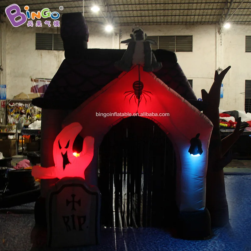 Eco-Friendly 3x3mH inflatable haunted house tunnel with LED lights for amusement park / haunted house tunnel balloon toys 2