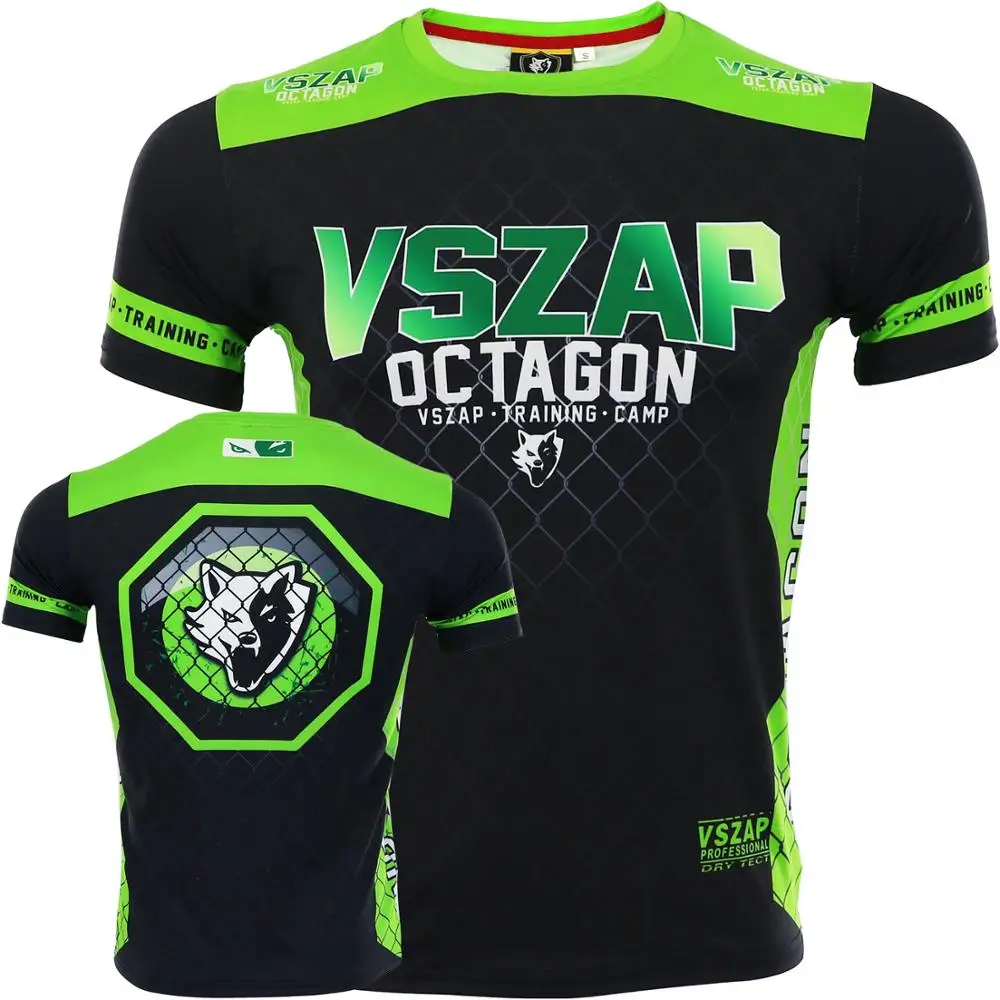 

VSZAP Cage fighting T-shirt Thai Boxing Elastic Quick-dry Short sleeve T-shirt training men MMA fitness boxing ring