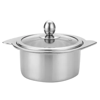 

1Pc 14cm Stainless Steel Hot Pot Soloist Pot compatible for Induction Cooker with Lid (Silver)