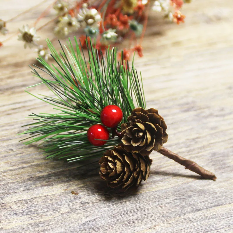 5pcs Artificial Christmas Berries Twig Leaves Pine Branches Picks