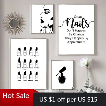 Billige Wand Dekoration Schönheit Salon Kunst Leinwand Malerei Nagel Salon Polnischen Zitat Poster Modulare Bild Drucken Abstrakte Geschenk Room Decor