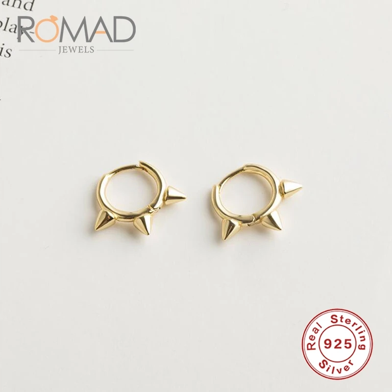 gold Romad, новинка, S925, серебряные серьги-кольца, для женщин, девушек, подарки, круглая серьга круга, серьги-клипсы - Окраска металла: gold