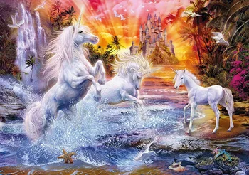 

JOHNSON Wild Unicorns Castle Waterfall Forest Tree photo studio background High quality Computer print birthday backdrop