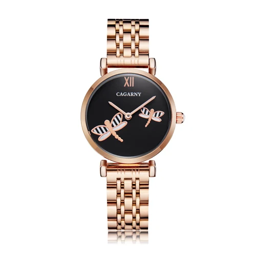 Cagarny роскошные часы с бриллиантами женские водонепроницаемые часы из розового золота со стальным ремешком женские наручные часы браслет часы женские Relogio Feminino - Цвет: rose gold 1