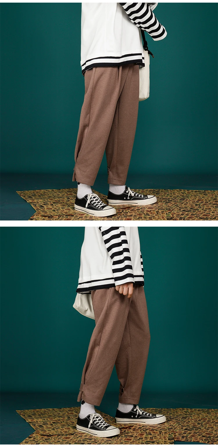 Winter Woolen Pants Men's Fashion Solid Color Business Casual Dress Pants Man Wild Loose Straight Trousers Male S-3XL