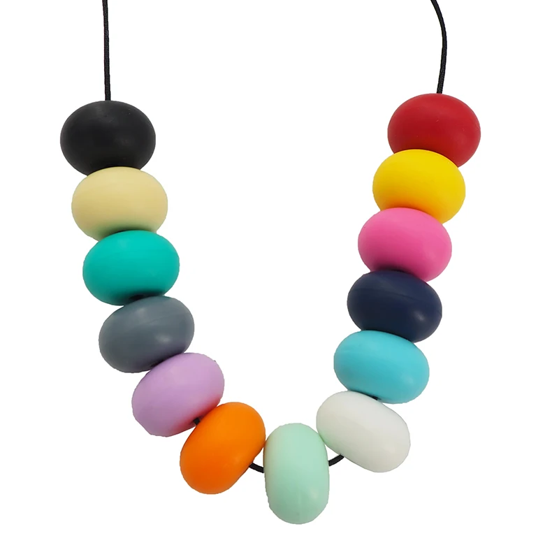 Chenkai 10PCS BPA Free 23*15MM Silicone Abacus Beads Teething Sensory Pacifier For DIY Infant Nursing Necklace Jewelry Gifts