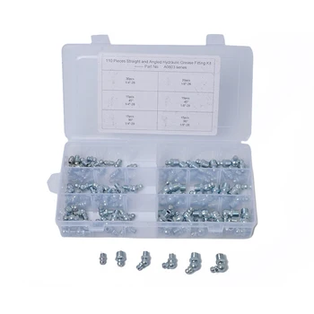 

110pcs 1/8“ 1/4“ Grease Nipple BSP Fitting Electroplated Hexagon Head Mini Assorted Box Accessories 6 Sizes Imperial Tool