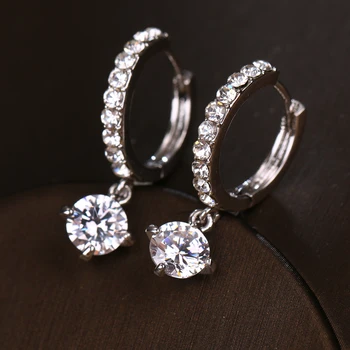 

Top Quality Cubic Zirconia Round Earring White Color Round Shape With Elegant Ornament For Women Wedding Party Gift Jewelry