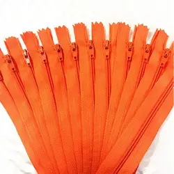Set of 10 Multi - Length Nylon Zippers in 20 Vibrant Colors for Tailoring and Sewing Crafts (Orange)