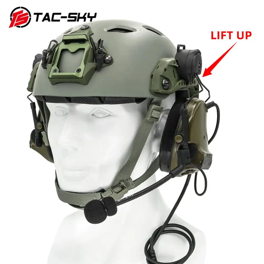 TAC-SKY PELTOR COMTAC III силиконовые наушники Double Pass Edition шлем держатель шумоподавление Военная Тактическая гарнитура FG