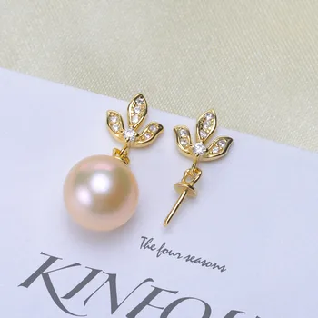 

DIY Pearl Stud Earrings Holder S925 Sterling Silver Earrings Settings Women DIY Earrings Jewelry Findings