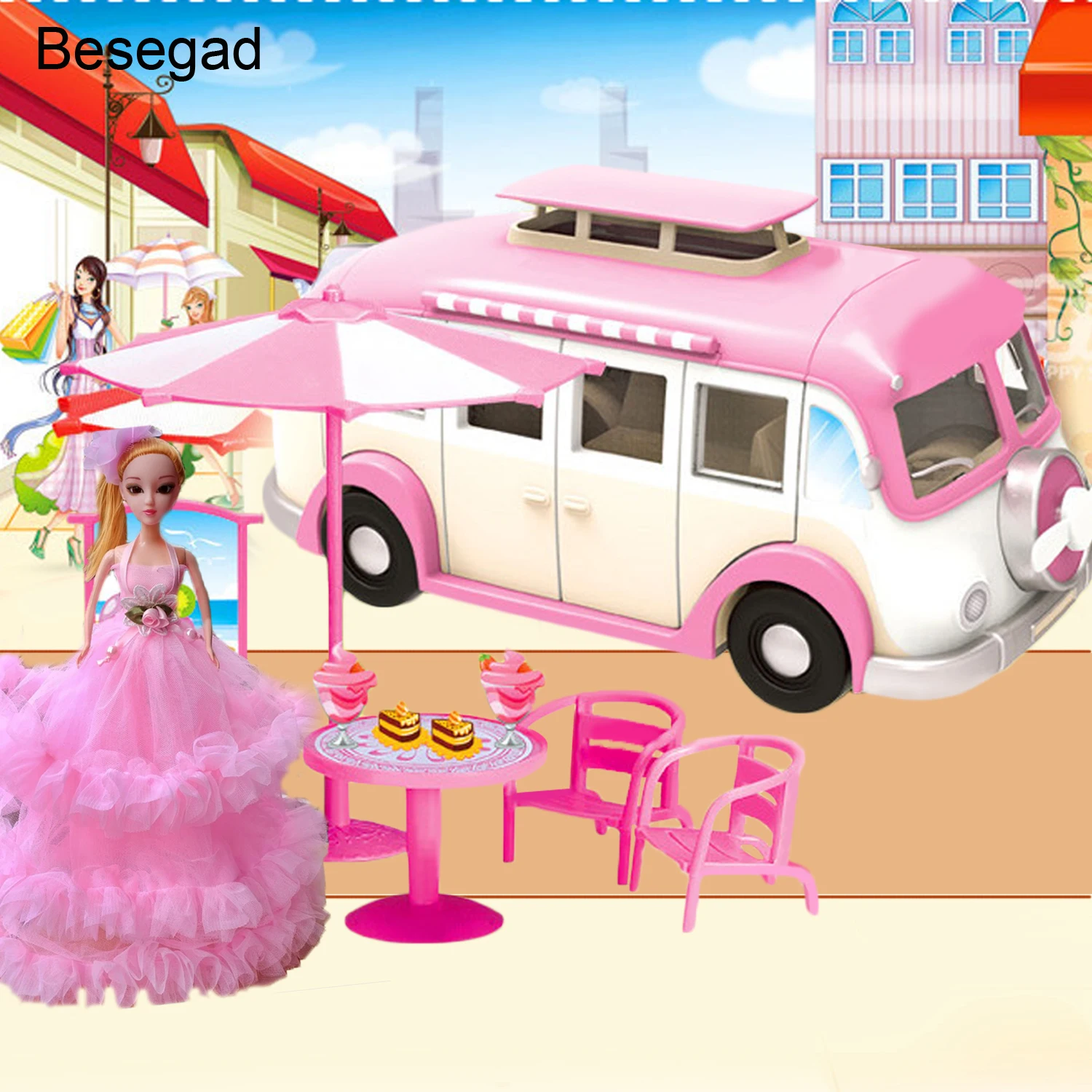 Besegad, модные милые игрушки для дома на колесах, совместимы с игрушками Барби, аксессуары для девочек, подарки на день рождения и Рождество