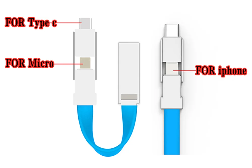 Для apple iphone 7 8 huawei xiaomi три в одном магнит цветной брелок USB кабель MicroType-c lightning порт данных зарядный кабель