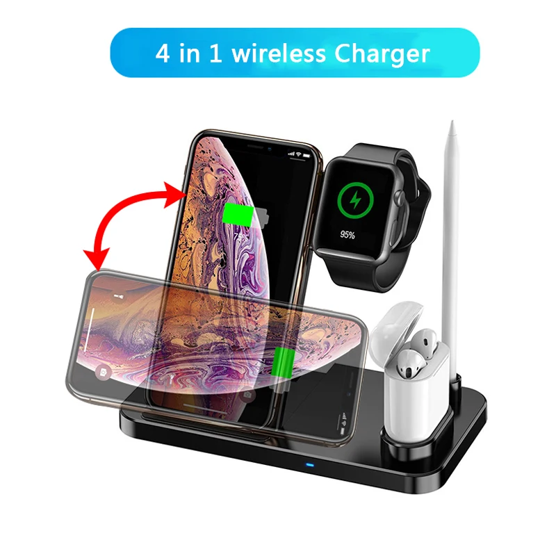 

Fast Qi Wireless Charger For iPhone 11 Pro Max Samsung S8 Wireless Charging for Apple Watch iWatch 1 2 3 4 AirPods Phone Stand