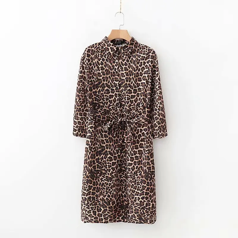 

2018 Western Style Autumn And Winter WOMEN'S Dress New Style Animal Printed Leopord Pattern Dress