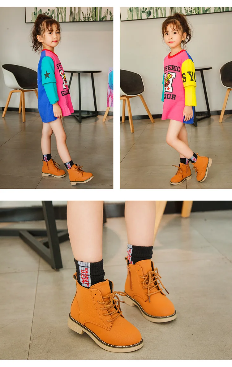 Children's Shoes Short Boots Autumn and Winter Girls Martin Boots Fashion Waterproof Kids Leather Boots Baby Boys Girls Shoes