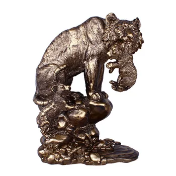 

European Bronze Tiger Statue Creative Resin Animal Sculpture Ornament Room Desktop Decoration Home Decoration Accessories