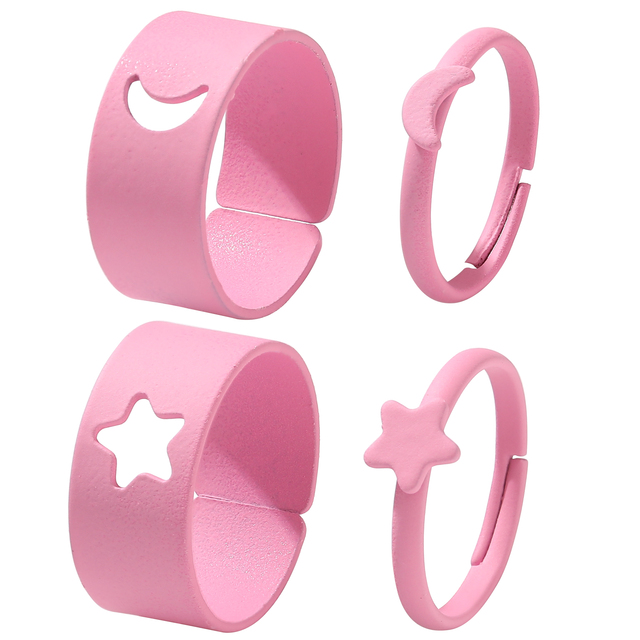 Lover Star Moon Aircraft Cherry Dinosaur Mushroom Butterfly Rings for Women Men Couple Open Ring Set 2021 Jewelry