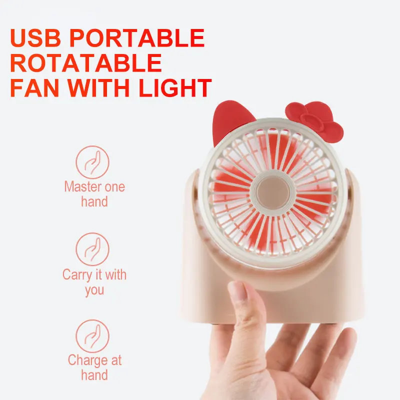 

Portable Fan Folding Fan Pocket Fan Fashion Cute ABS+PP+TPR Mini for with Light Gift USB Rechargeable Summer Student
