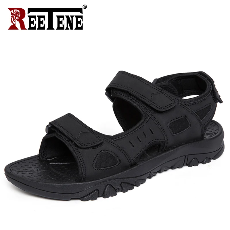 

REETENE Summer PU Leather Sandals Male Casual Comfort Men'S Sandals Big Size 48 Sandals For Men Beach Men Water Trekking Sandals