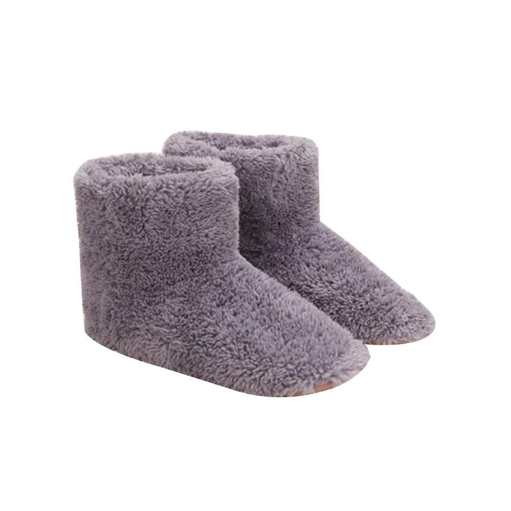 Grey Мужская и женская моющаяся обувь с подогревом на мягкой подошве; домашняя обувь с подогревом для ног; Электрический подарок; плюшевая обувь; дизайн; зимнее зарядное устройство с USB - Цвет: Grey