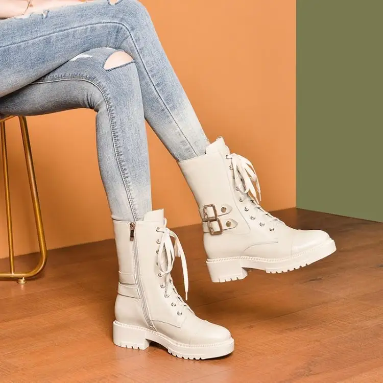 

Martin boots woman with thick bottom thick with round head of documentary female boots head layer cowhide boots